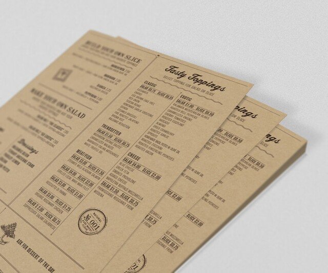 In menu giá rẻ bằng chất liệu giấy