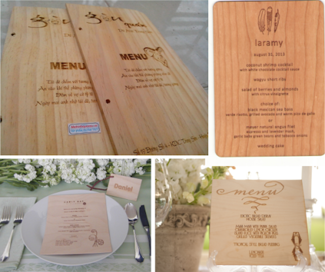 In menu đẹp bằng chất liệu gỗ
