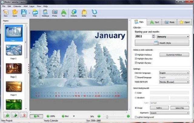 Phần mềm thiết kế lịch treo tường Photo Calendar Creator