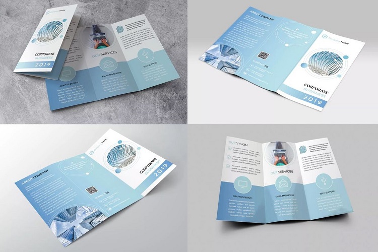 Brochure công ty công nghệ tone màu xanh nước biển