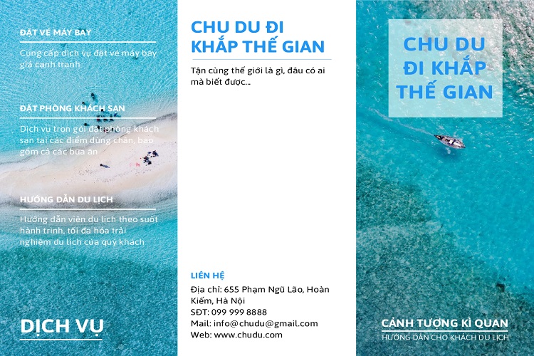 Mẫu brochure du lịch sắc xanh nước biển