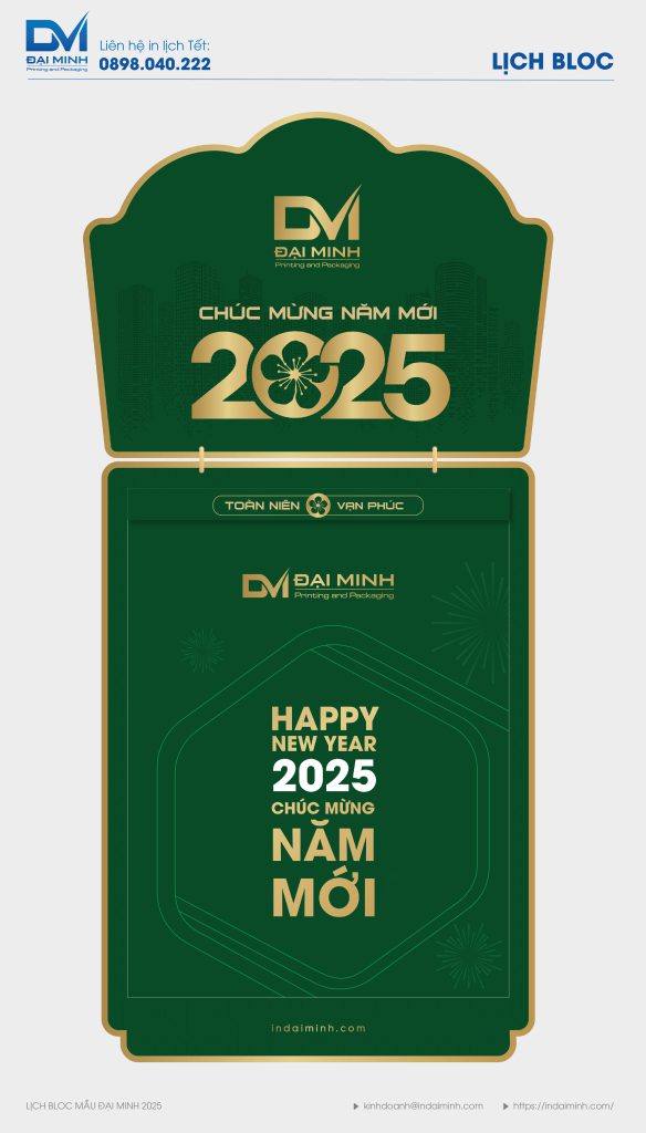 Mẫu lịch Bloc 2025 