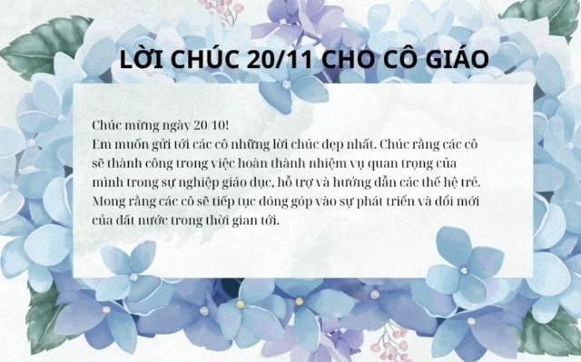 Thiệp chúc mừng 20/10 tặng cô giáo