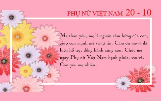 Thiệp chúc mừng 20-10 tặng mẹ