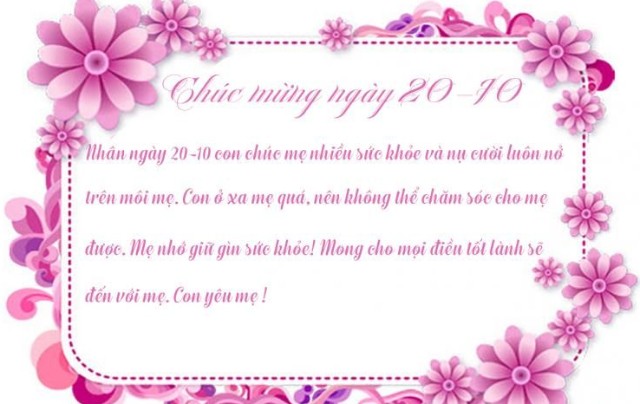 Thiệp chúc mừng 20-10 tặng mẹ