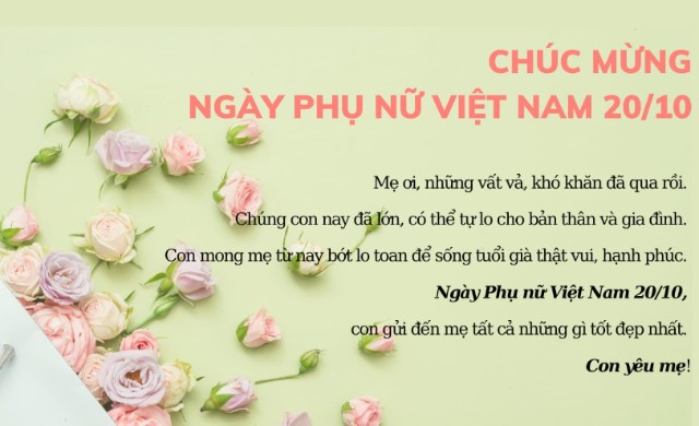 Thiệp chúc mừng 20-10 tặng mẹ