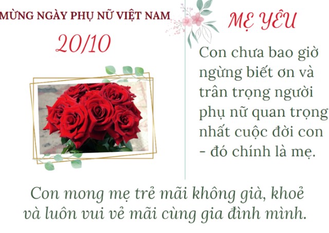 Thiệp chúc mừng 20-10 tặng mẹ