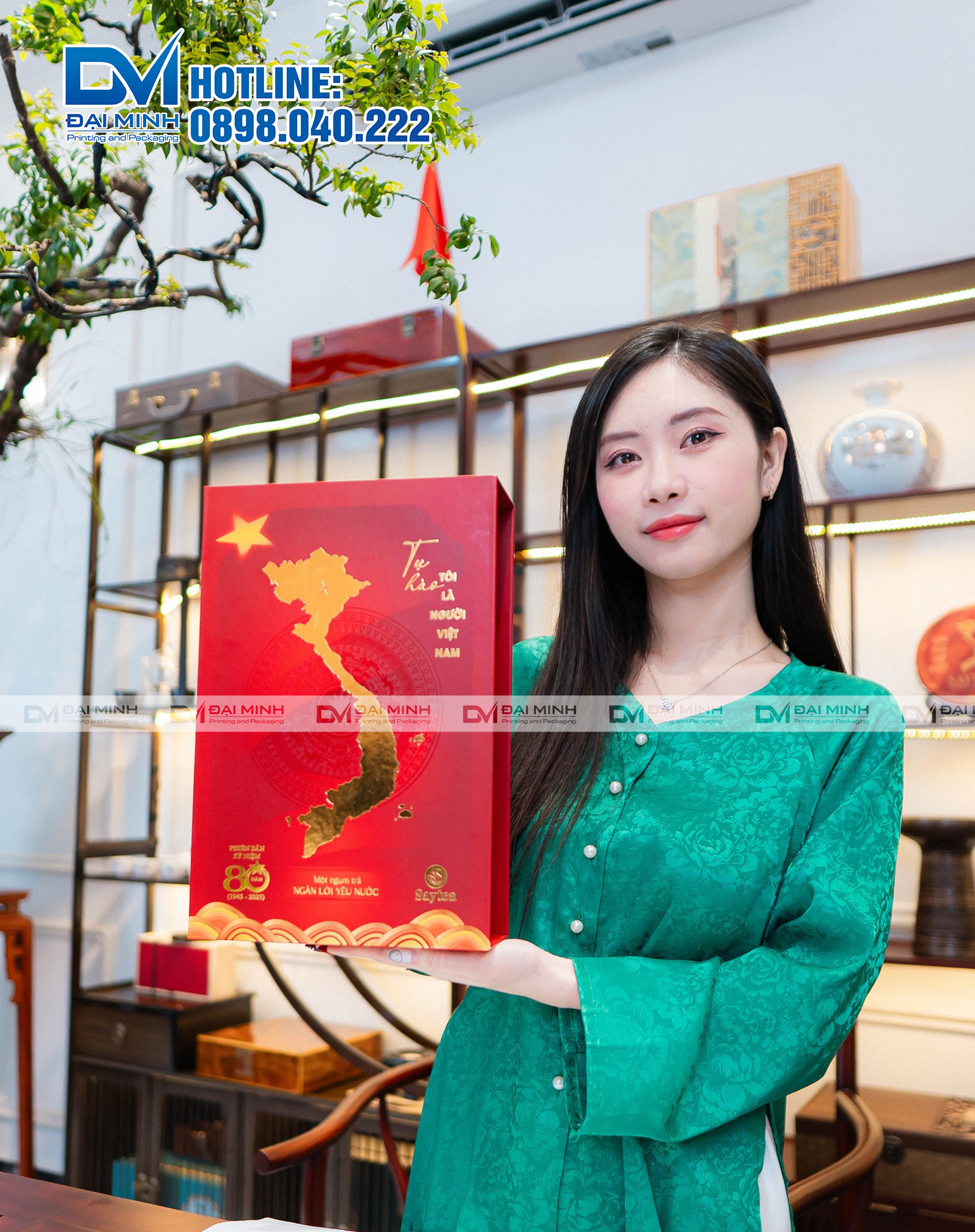 In hộp trà 