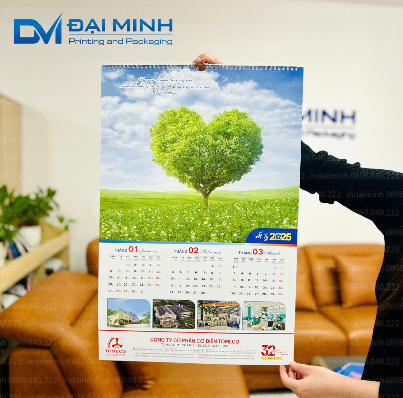 Lịch treo tường Công ty cổ phần cơ điện TOMECO - In Đại Minh thiết kế và sản xuất