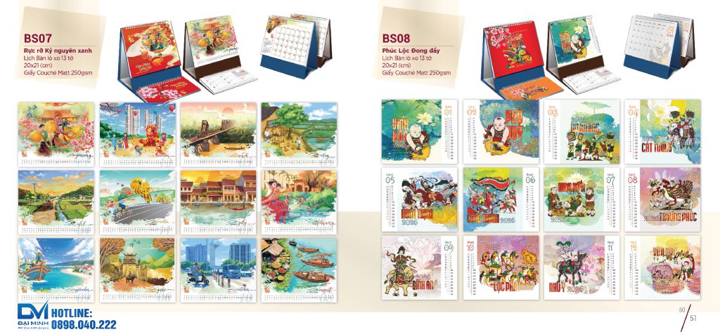 Lịch để bàn phôi sẵn 2026 - BS07 - Rực rỡ kỷ nguyên xanh