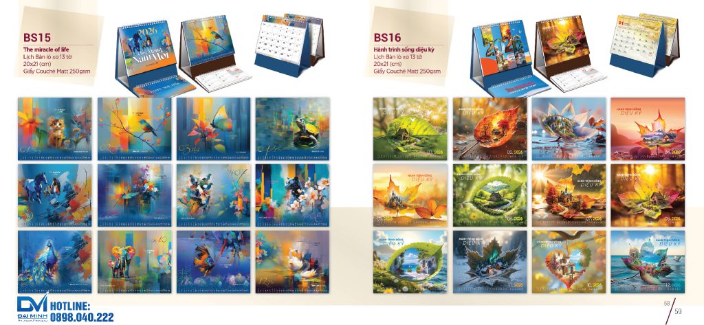 Lịch để bàn phôi sẵn 2026 - BS16 - hành trình sống diệu kì
