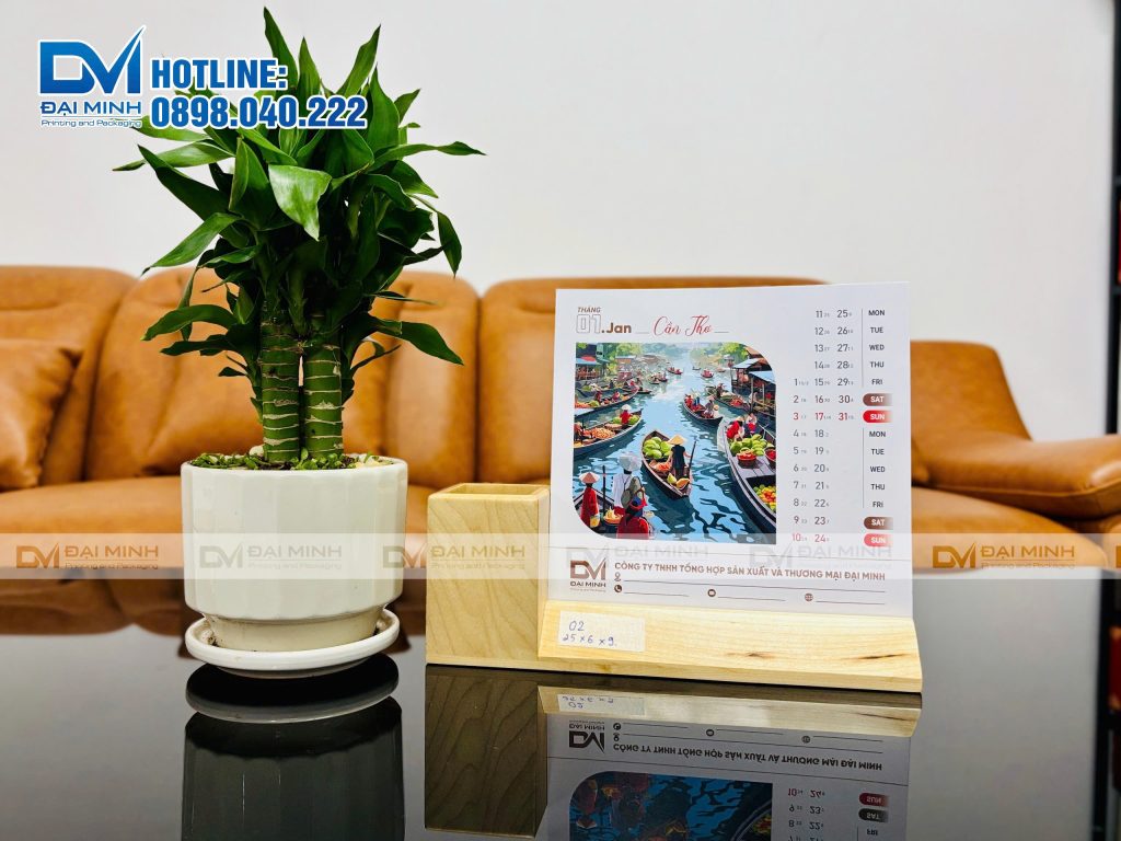 Lịch để bàn đế gỗ Đại Minh 09