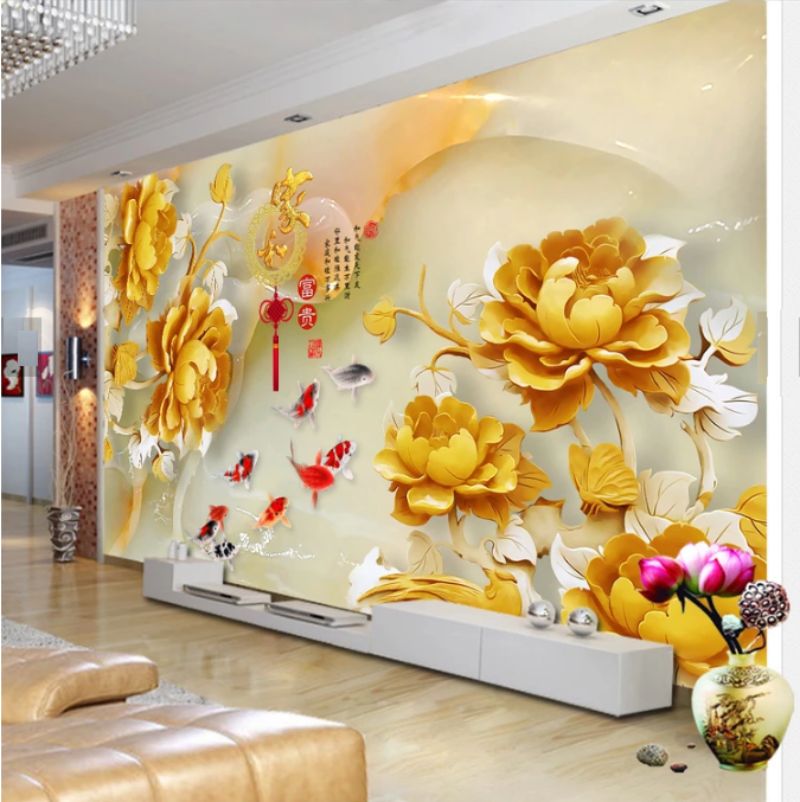 In tranh 3d dán tường phòng khách