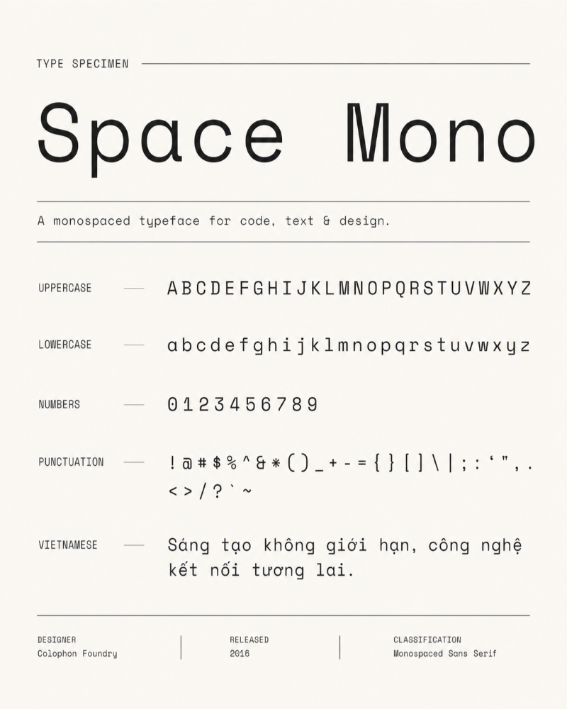Font chữ Space Mono