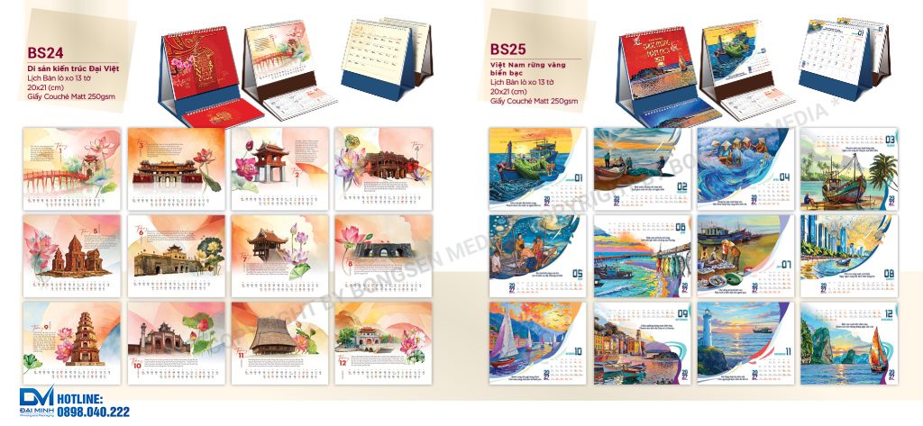 Lịch để bàn phôi sẵn 2027 - BS24 - Di sản kiến trúc Đại Việt