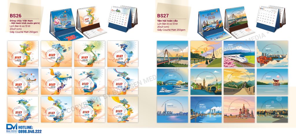 Lịch để bàn phôi sẵn 2027 - BS26 - Dòng chảy Việt Nam - Một hành trình muôn giá trị