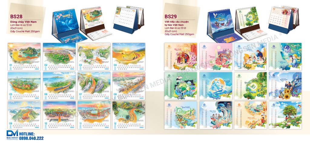 Lịch để bàn phôi sẵn 2027 - BS28 - Dòng chảy Việt Nam
