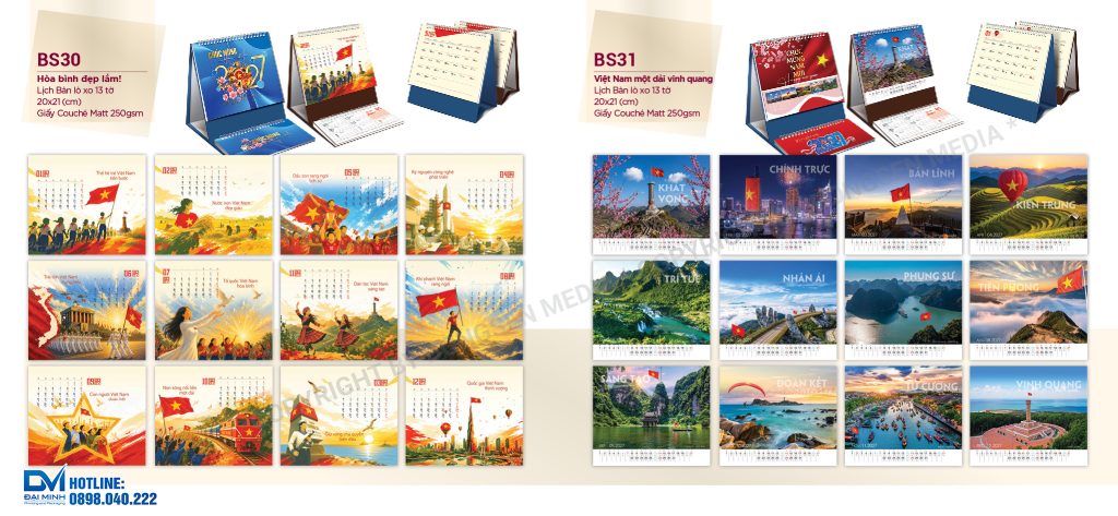 Lịch để bàn phôi sẵn 2027 - BS30 - Hòa bình đẹp lắm
