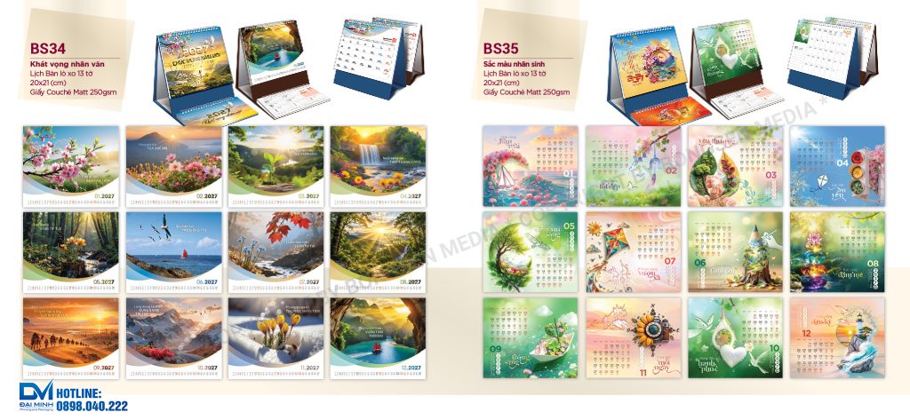 Lịch để bàn phôi sẵn 2027 - BS34 - Khát vọng nhân văn