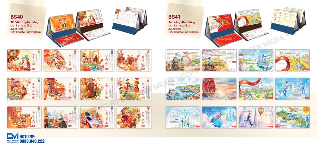 Lịch để bàn phôi sẵn 2027 - BS40 - Tết Việt truyền thống