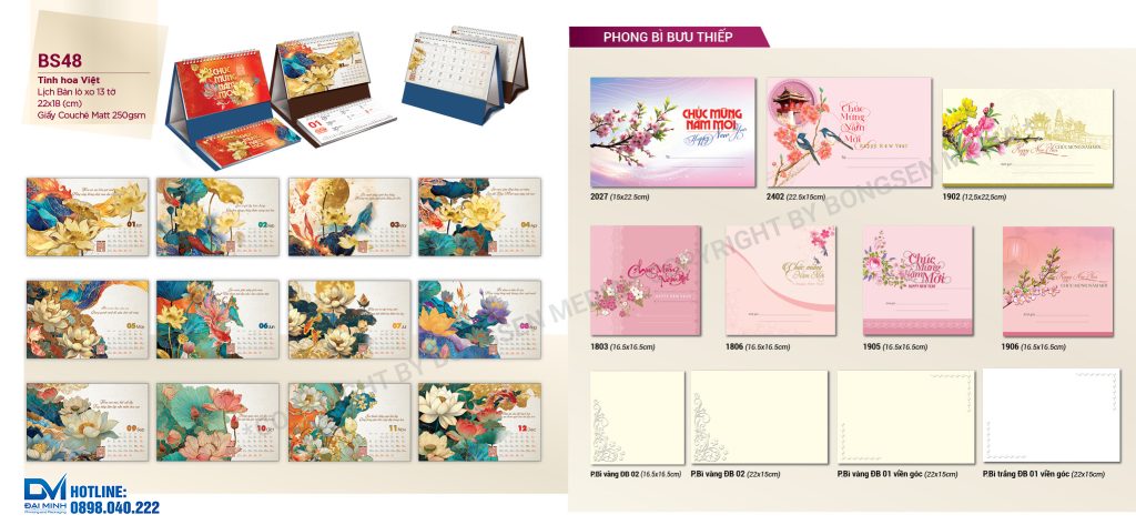 Lịch để bàn phôi sẵn 2027 - BS48 - Tinh hoa Việt